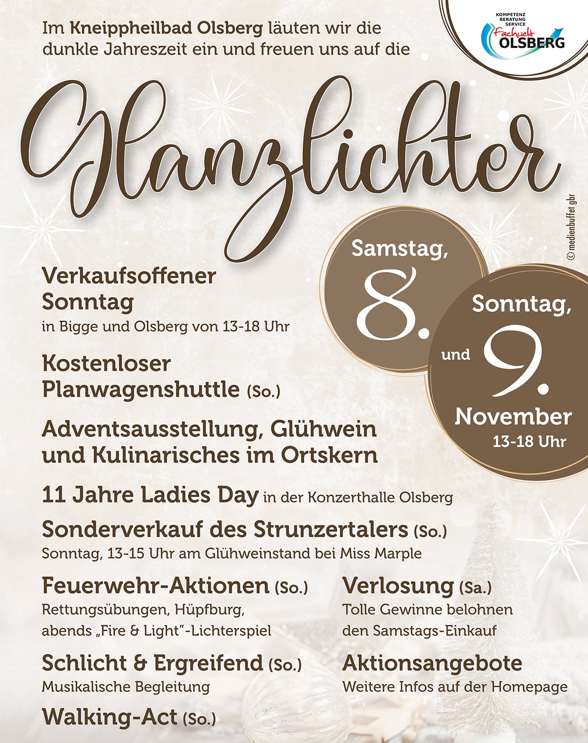 Plakat für die Veranstaltung Glanzlichter 2025 vom 8. bis 9. November 2025