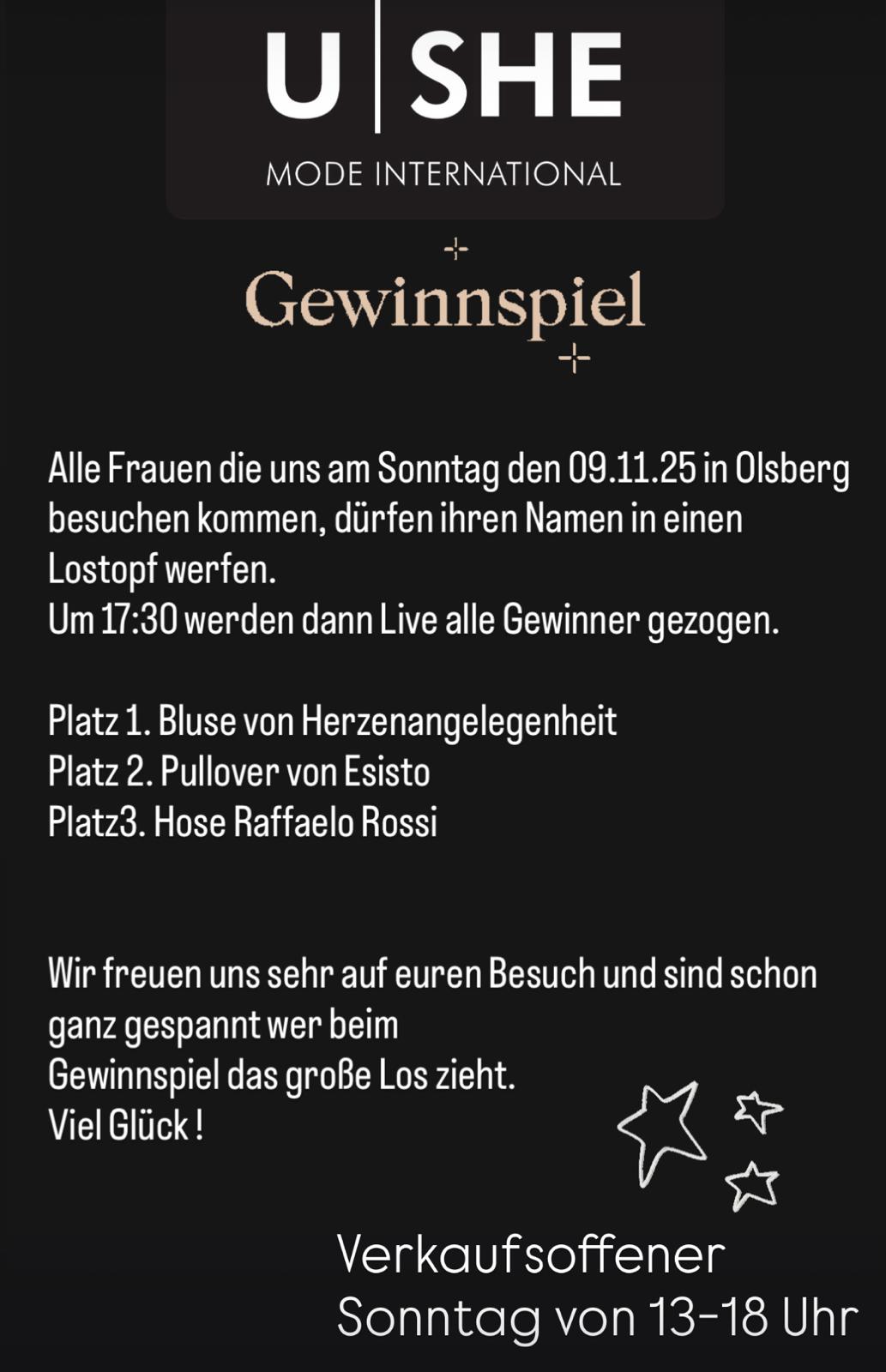 Aktion U-SHE Verlosung am 9.11.2025