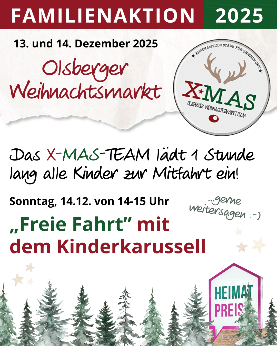 Eine Stunde kostenfrei am Weihnachtsmarkt-Sonntag Karussell fahren dank des X-MAS-TEAMS